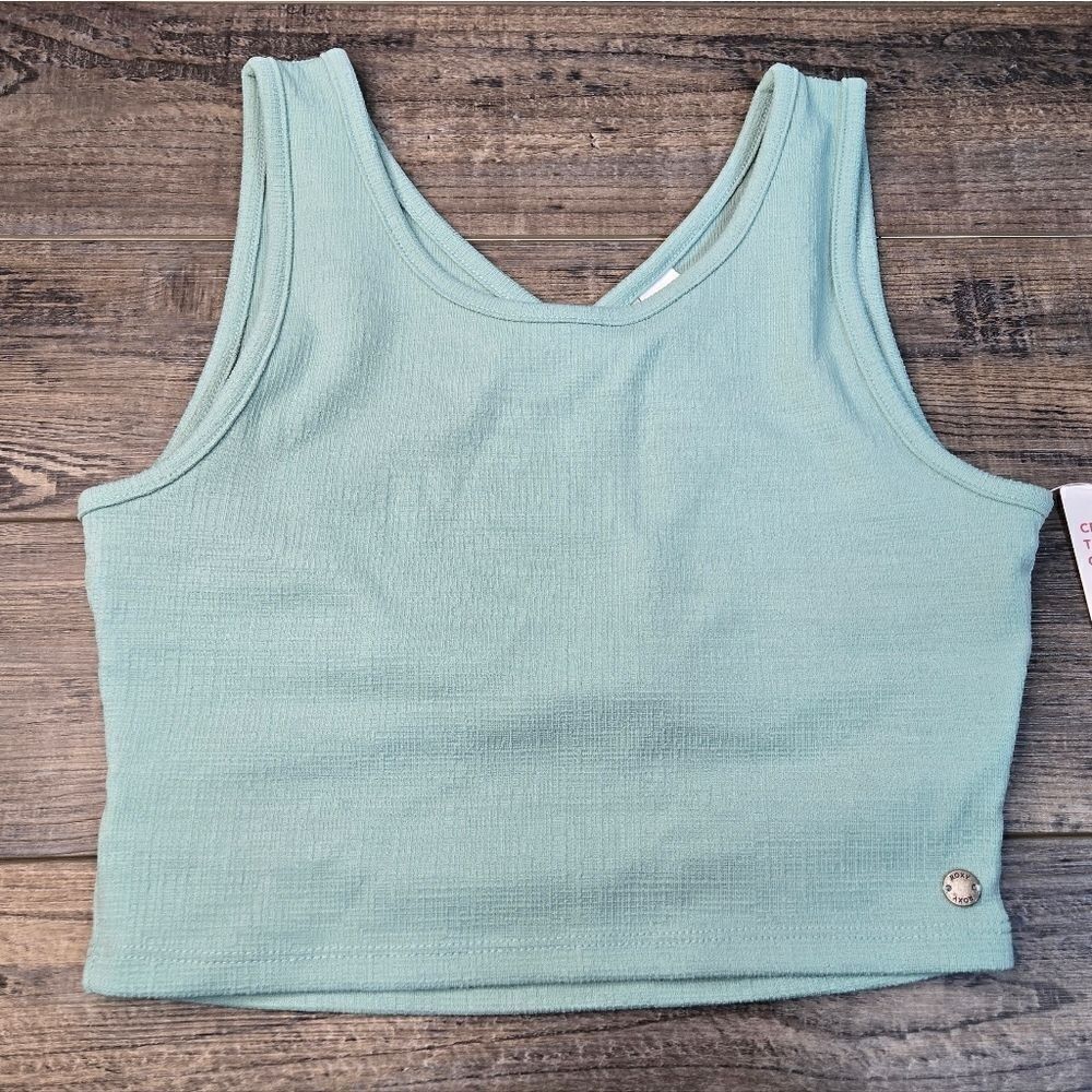 Nwt Roxy Good Keepsake crop tank top criss cross back size xs light green